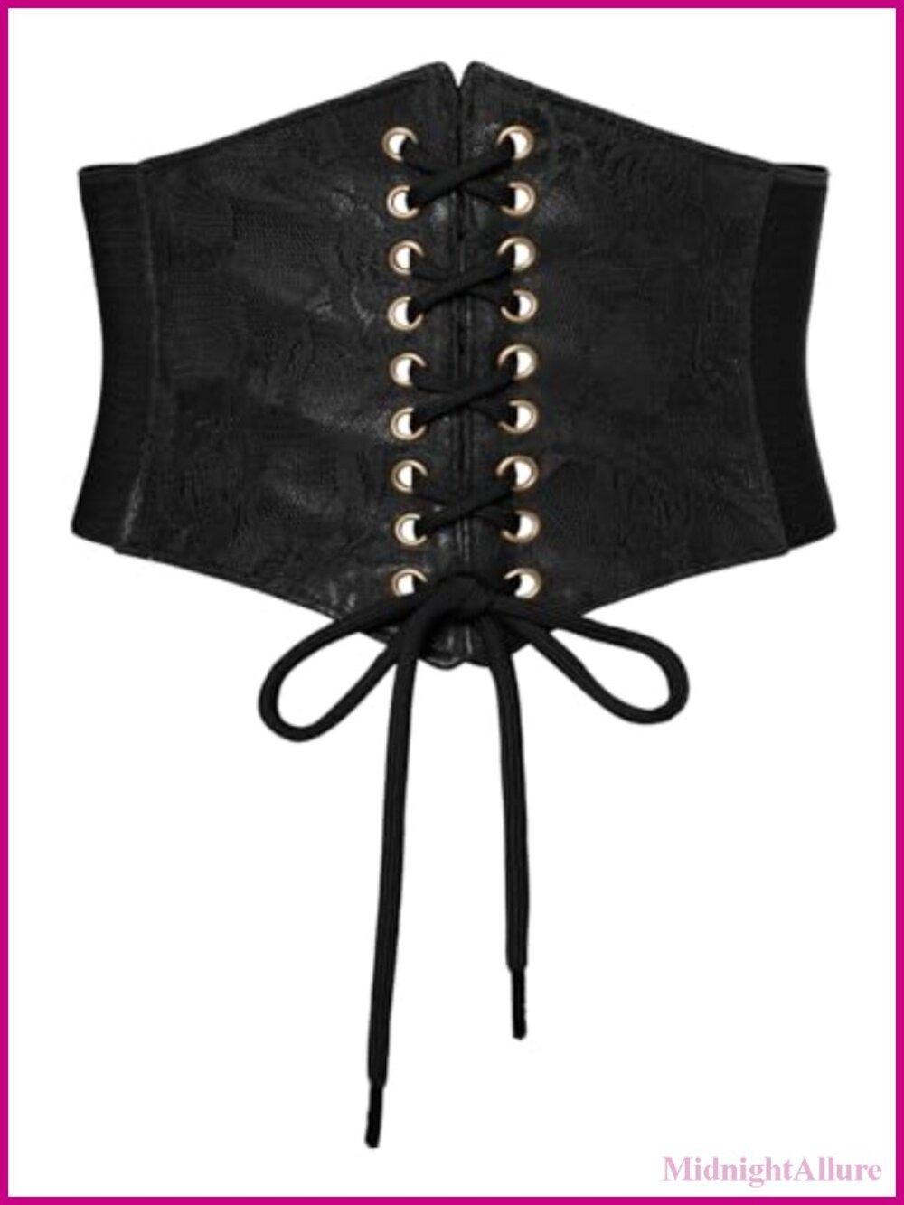 Faux Leather Renaissance Corset Belt Wide Elastic Waist Lace-Up Cinch